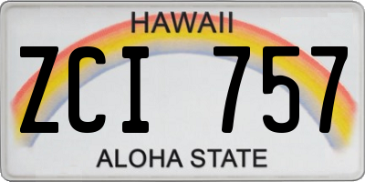 HI license plate ZCI757