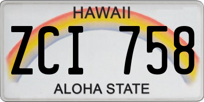 HI license plate ZCI758