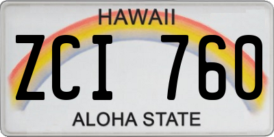 HI license plate ZCI760