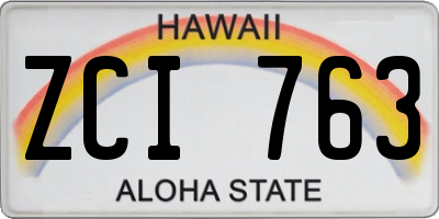 HI license plate ZCI763
