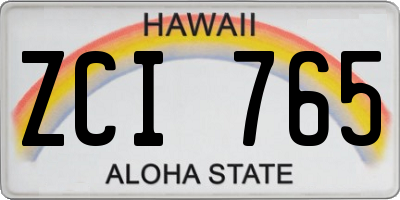 HI license plate ZCI765