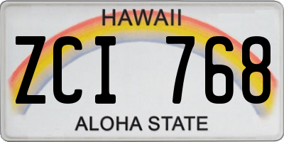 HI license plate ZCI768