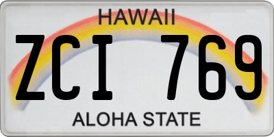 HI license plate ZCI769