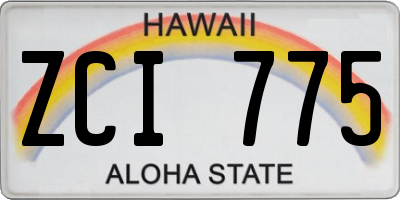 HI license plate ZCI775