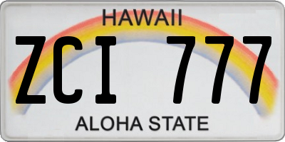 HI license plate ZCI777