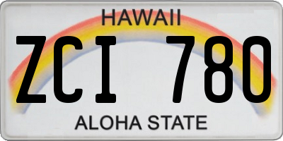 HI license plate ZCI780