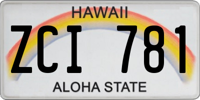 HI license plate ZCI781