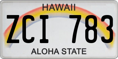 HI license plate ZCI783
