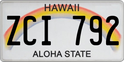 HI license plate ZCI792