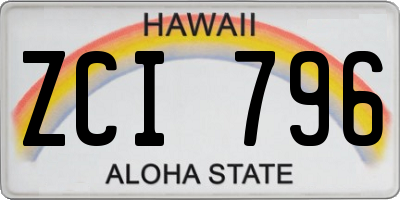 HI license plate ZCI796