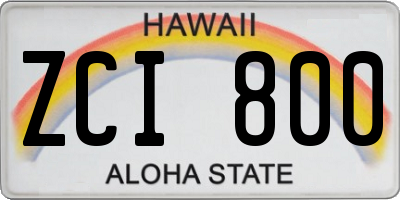 HI license plate ZCI800