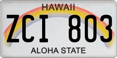HI license plate ZCI803
