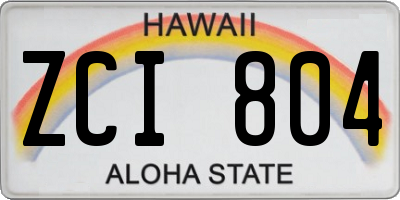 HI license plate ZCI804