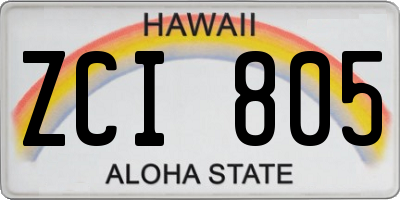 HI license plate ZCI805