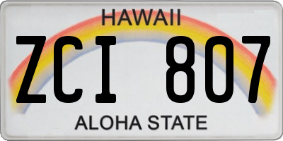 HI license plate ZCI807