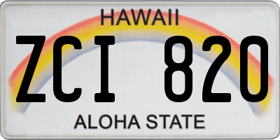 HI license plate ZCI820