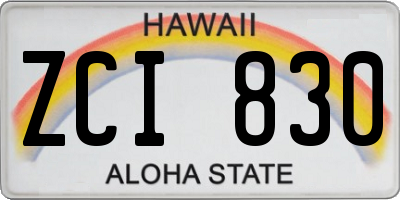 HI license plate ZCI830