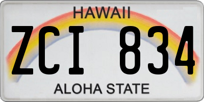 HI license plate ZCI834
