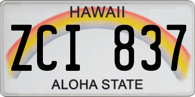 HI license plate ZCI837