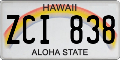 HI license plate ZCI838