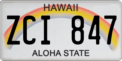 HI license plate ZCI847