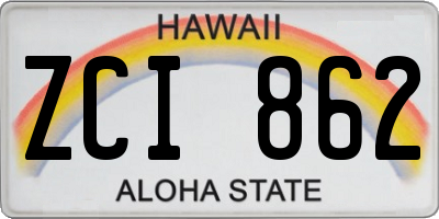 HI license plate ZCI862