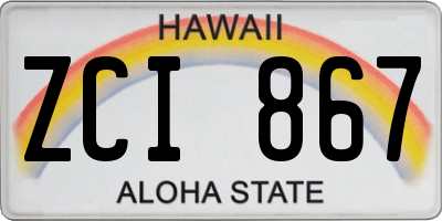 HI license plate ZCI867