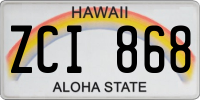 HI license plate ZCI868