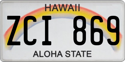 HI license plate ZCI869