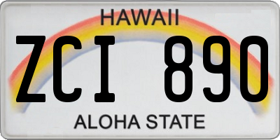 HI license plate ZCI890