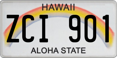 HI license plate ZCI901