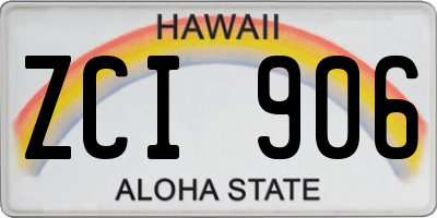 HI license plate ZCI906