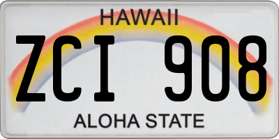 HI license plate ZCI908