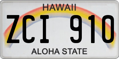 HI license plate ZCI910