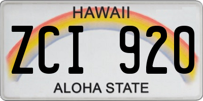 HI license plate ZCI920