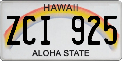 HI license plate ZCI925