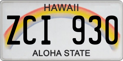 HI license plate ZCI930