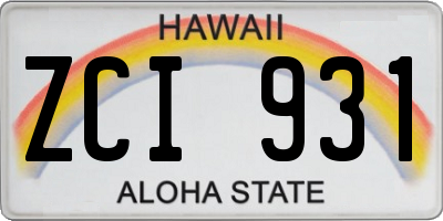 HI license plate ZCI931