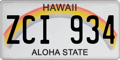 HI license plate ZCI934