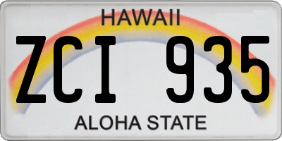 HI license plate ZCI935