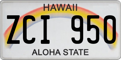HI license plate ZCI950