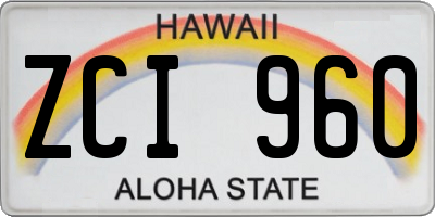 HI license plate ZCI960