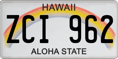 HI license plate ZCI962