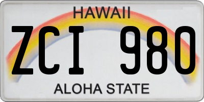 HI license plate ZCI980