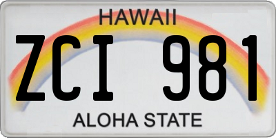 HI license plate ZCI981