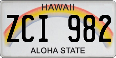 HI license plate ZCI982
