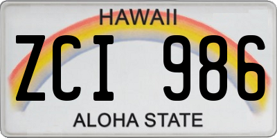 HI license plate ZCI986