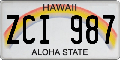 HI license plate ZCI987