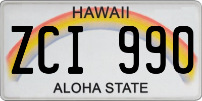 HI license plate ZCI990