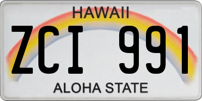HI license plate ZCI991